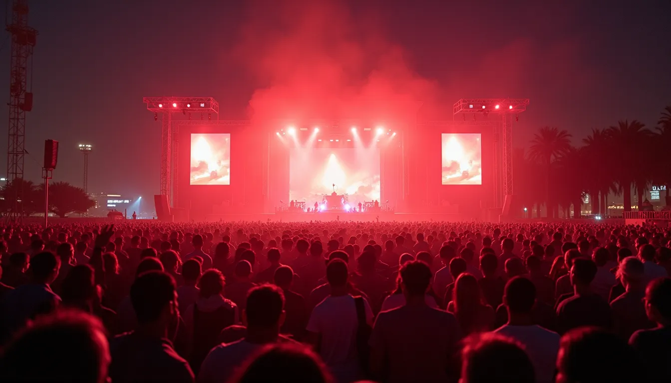 High angle view of a large concert crowd in Dubai