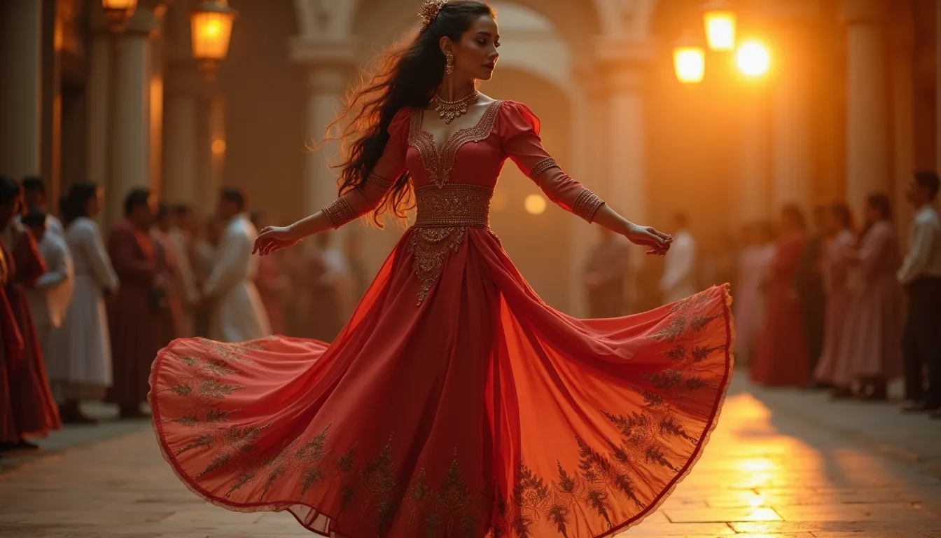 Close-up view of a dancer performing traditional Middle Eastern dance