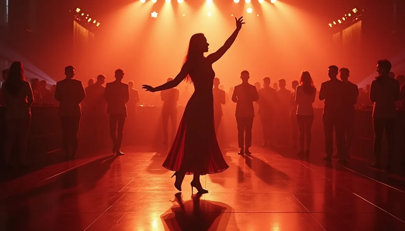 High angle view of a live dance performance at a corporate event